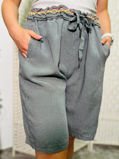 "LANA" Knee Length Shorts-Grey
