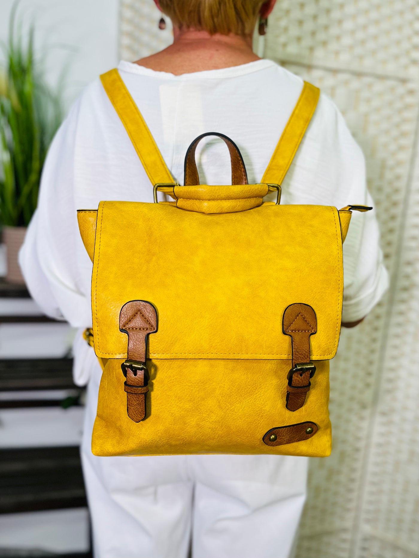 Satchel Backpack-Mustard