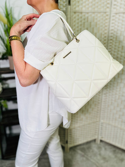 Quilted Handbag-White