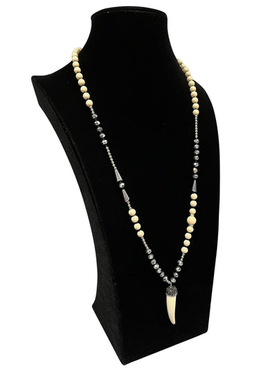 Cream & Silver Long Statement Necklace