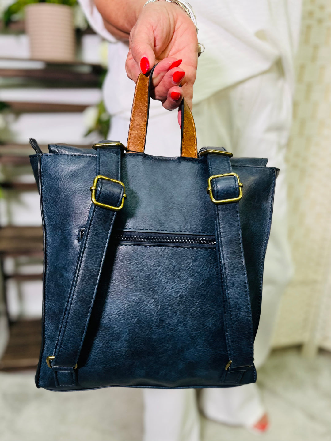 Satchel Backpack-Navy