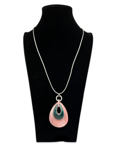 Pink & Grey Long Statement Necklace
