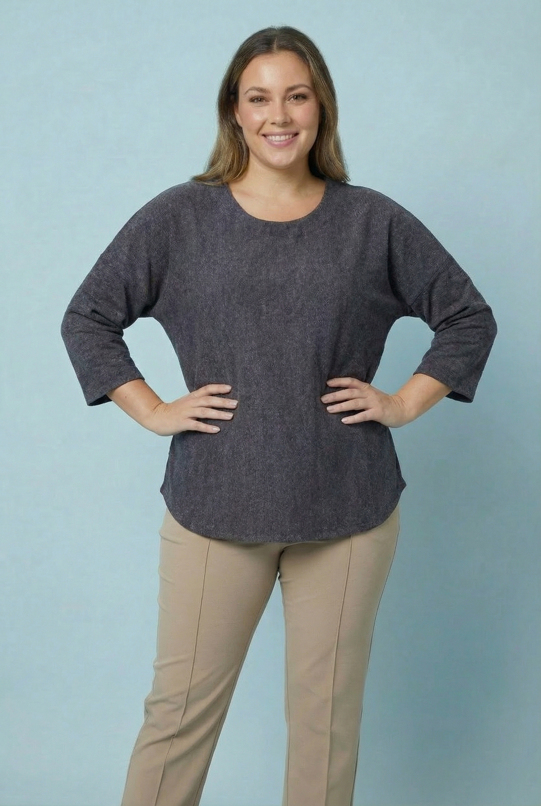 "AMIRA" Soft Knit Top - Ash Grey