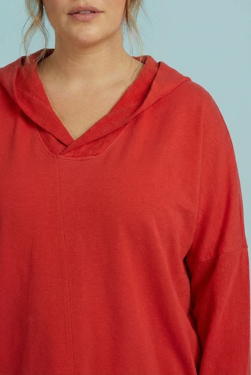 "REBECCA" Hooded Sweat Top - Red