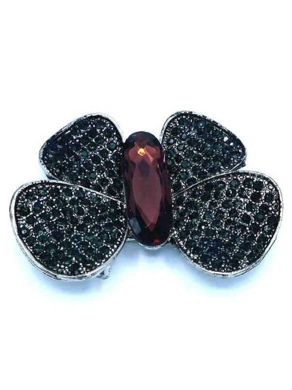 Black & Burgundy Embellished Brooch