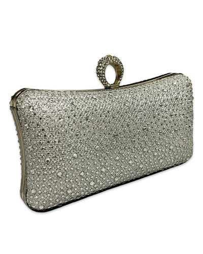 Embellished  Clutch Bag-Silver