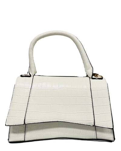 Croc Print Handbag-White