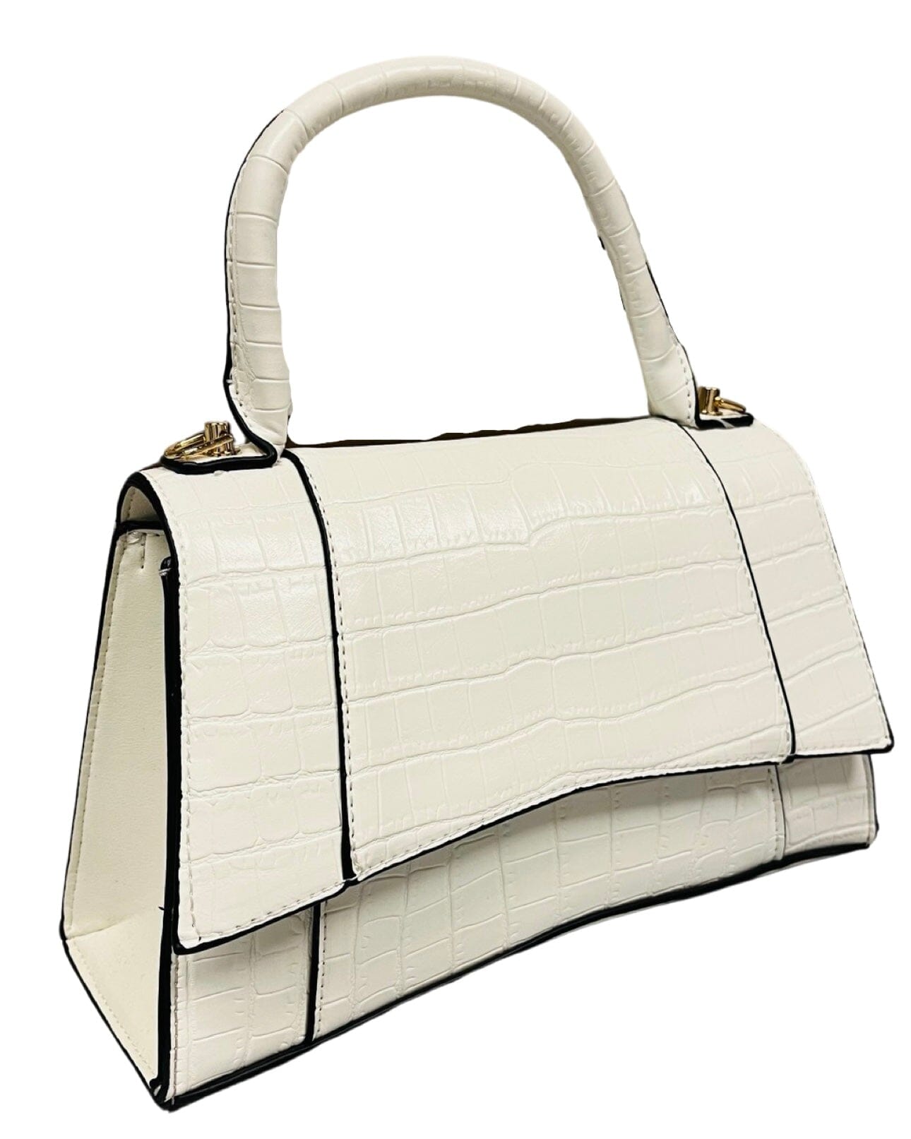 Croc Print Handbag-White