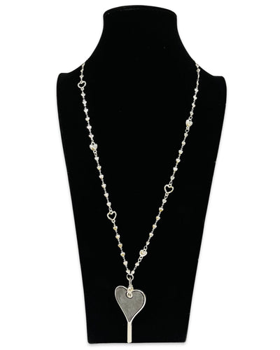 Silver Heart Statement Necklace