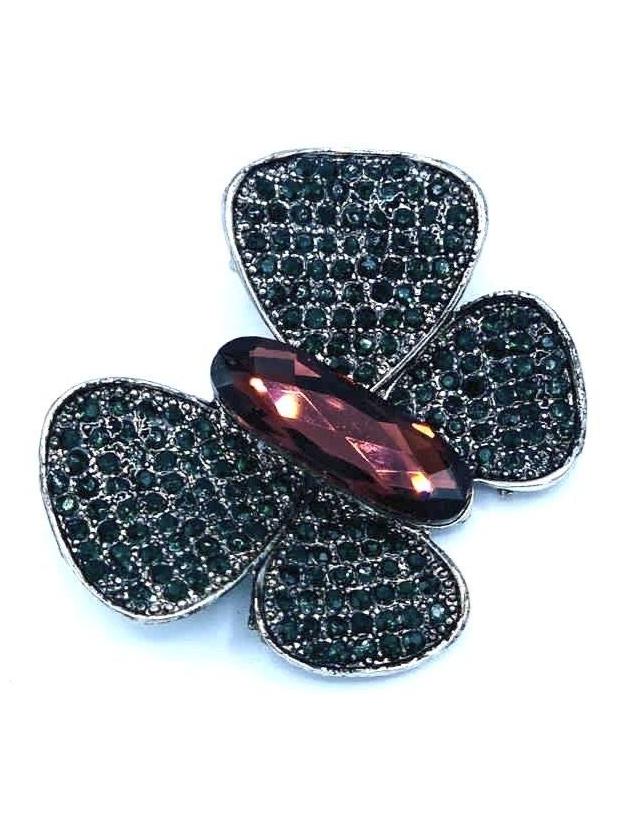 Black & Burgundy Embellished Brooch